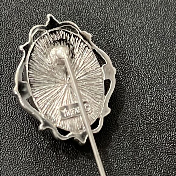 Trifari Vintage Blue White Silver Tone Cameo Hat Pin Brooch Stick Pin 3" Long - Picture 5 of 10